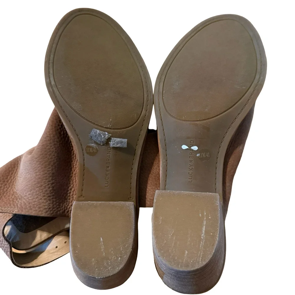 Lucky Brand Bray Slingback Open Toe Chunky Heel Shoes Booties Sandals sz 11